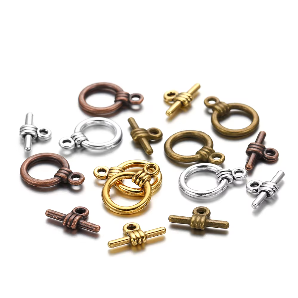 20 ensembles/lot KC lisse rond OT fermoir bijoux en argent Antique à la main fabrication de bracelets collier DIY