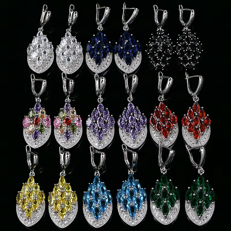 Boucles d'oreilles pendantes en zircon cubique pour femmes