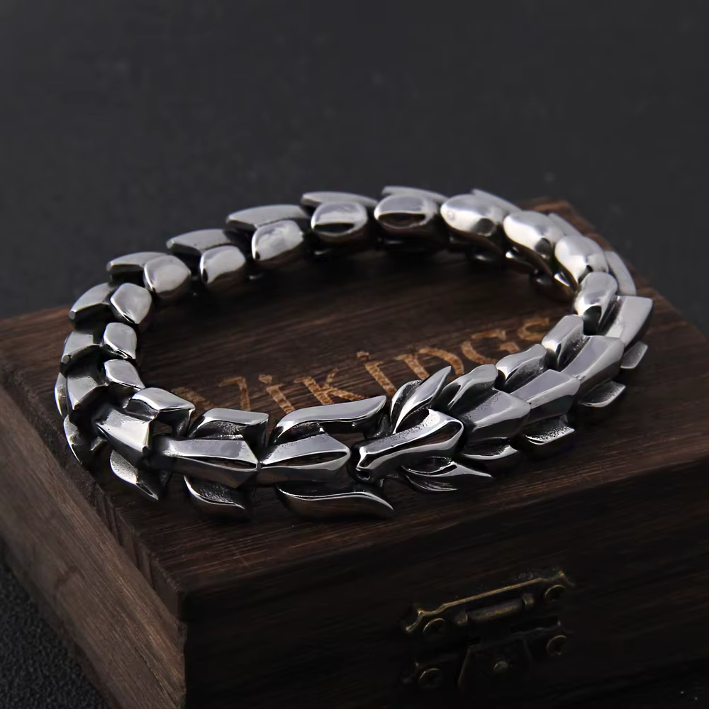 Bracelet Viking Ouroboros en acier inoxydable pour homme