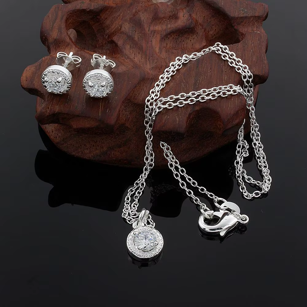Ensemble de boucles d'oreilles et collier en argent Sterling 925