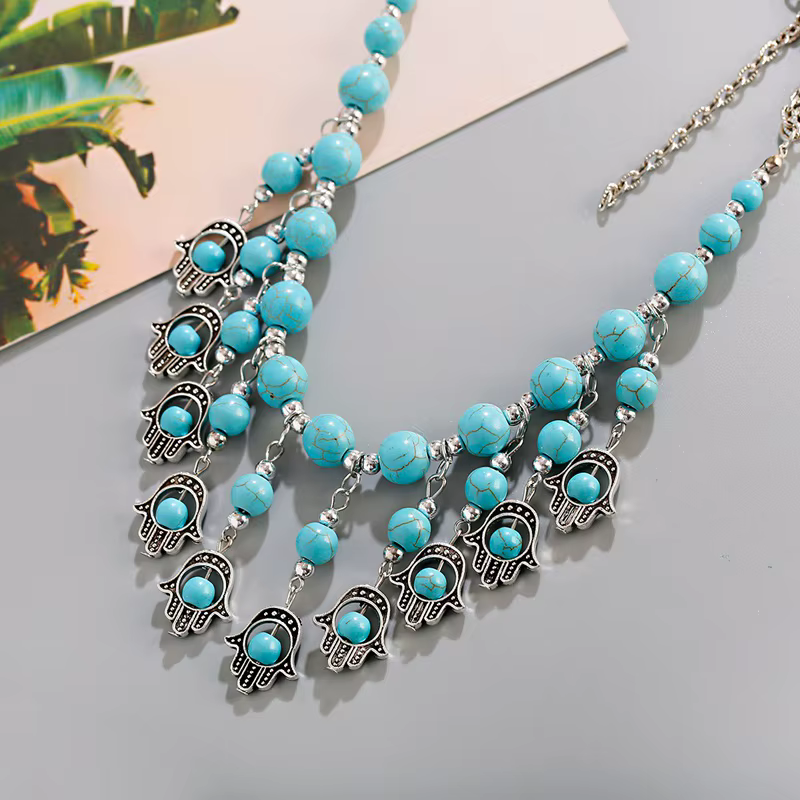 Collier ethnique en alliage à la main pour femme