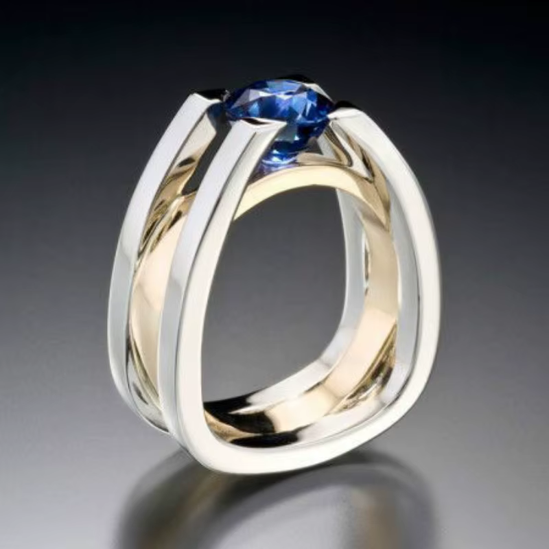 Foyimagination ew-Bague en Or Plaqué Bicolore pour Femme