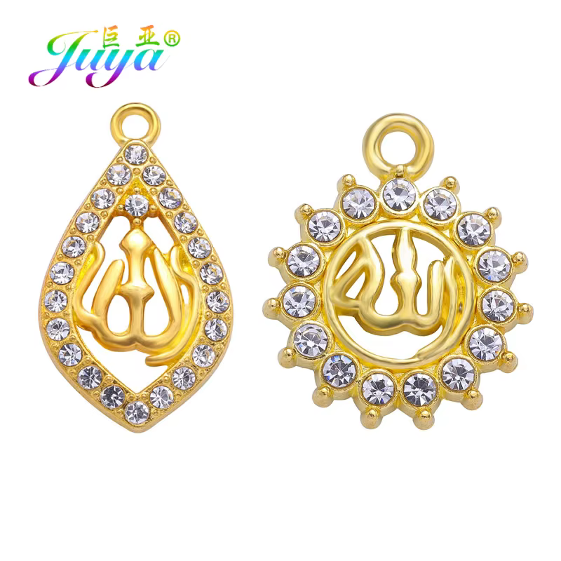 Juya 10 pièces/lot bricolage religieux islamique musulman fabrication de bijoux accessoires or/argent couleur croissant Allah pendentif à breloques fournitures