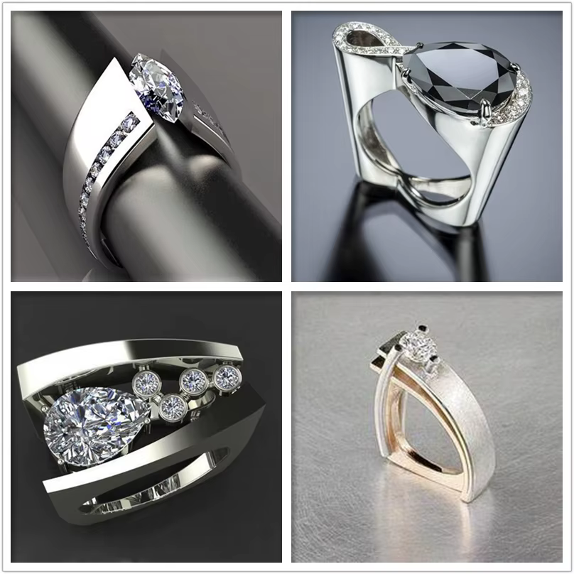 Style Unique femme marque grande bague de luxe argent Rose or couleur