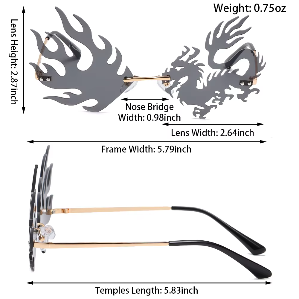 Lunettes de soleil sans bords Dragon Phoenix pour femmes