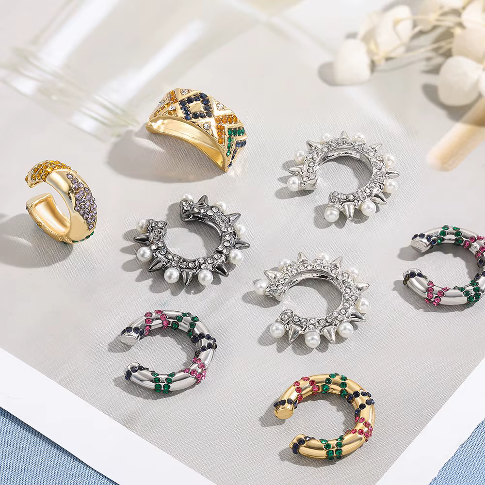 Boucles d'oreilles clipsables ethniques bohèmes CZ pour femmes