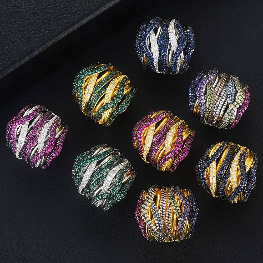 Missvikki-Grande bague multicolore de luxe pour femmes