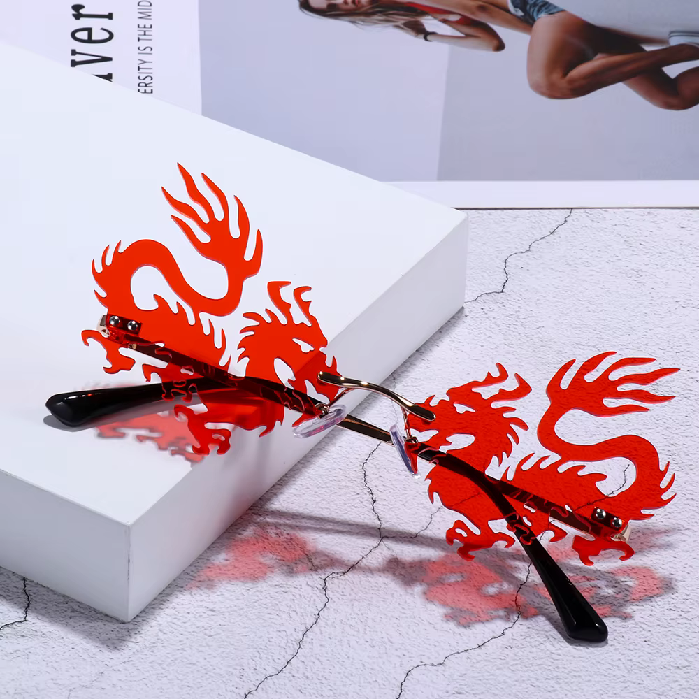 Lunettes de soleil sans bords Dragon Phoenix pour femmes