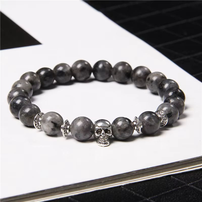 Bracelet de perles en pierre de Labradorite noire naturelle