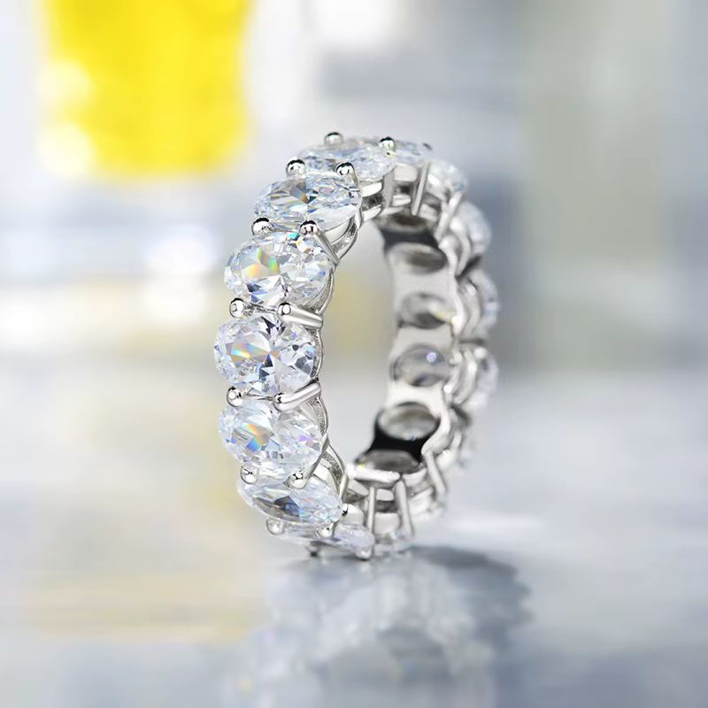 OEVAS Bague de fiançailles ovale en argent sterling 925 avec pierre précieuse à haute teneur en carbone, bague de fête, alliance, bijoux fins, vente en gros