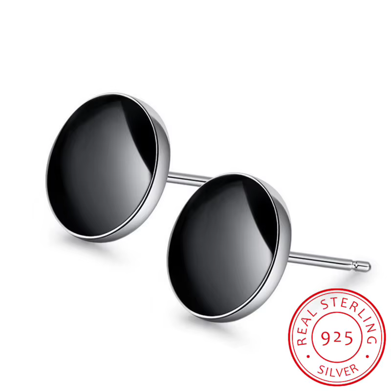 Boucles d'oreilles noires en argent regardé 925 pour hommes, vente chaude, mode, bijoux, vente en gros, cadeau anti-connexion, livraison directe