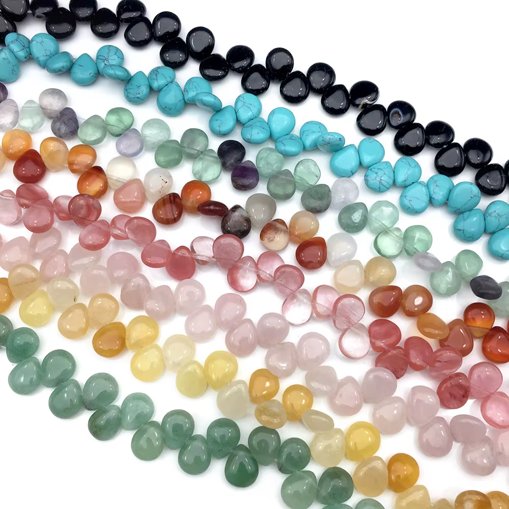 Perles en vrac en forme de goutte d'eau en pierre naturelle