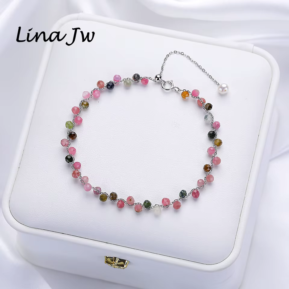 Lina Jw – Bracelet en spinelle noire en pierre naturelle pour femmes