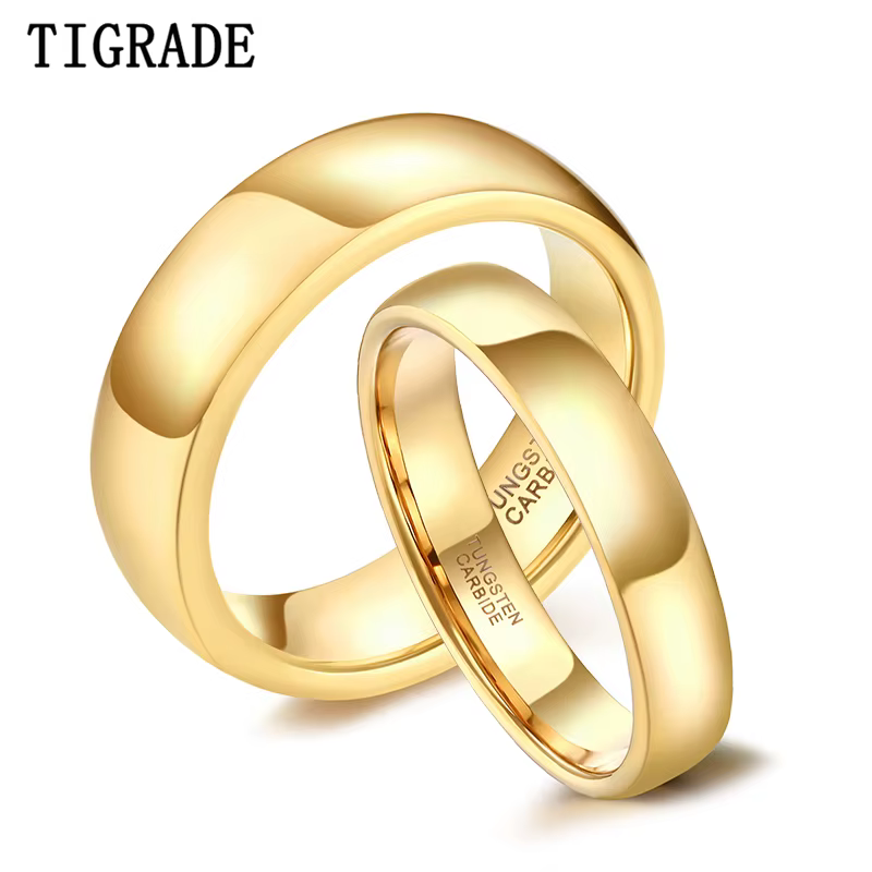 Tigrade – bague en tungstène couleur or pour hommes et femmes