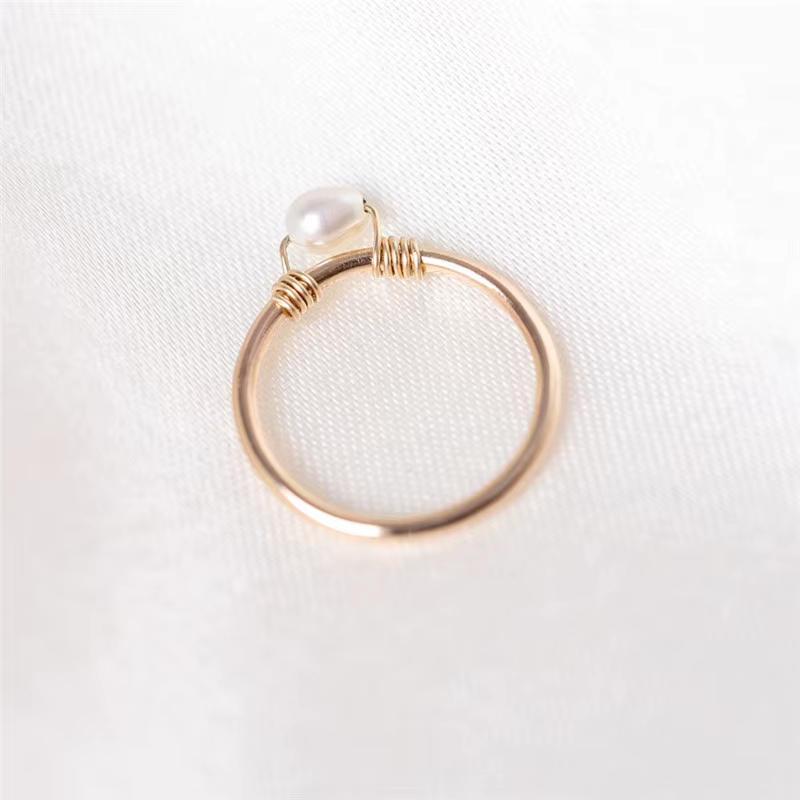 Bagues en perles remplies d'or 14 carats pour femmes