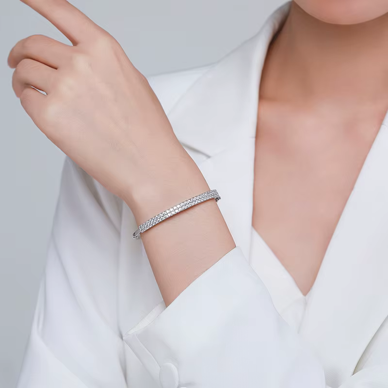 Ailmay-Bracelets classiques en argent regardé 925 massif pour femmes et filles