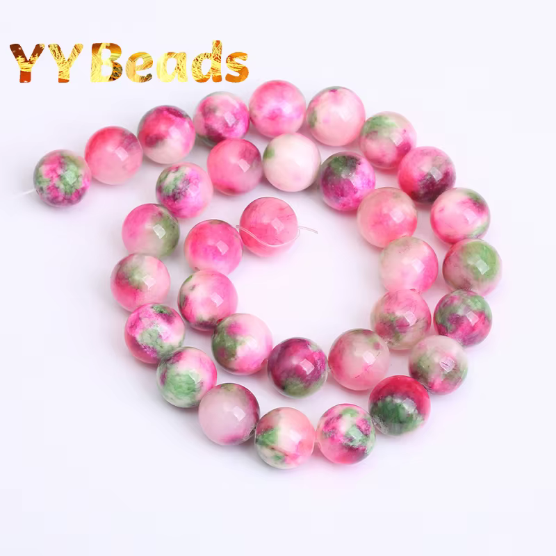 Perles en pierre de Jades persans Tourmaline rose