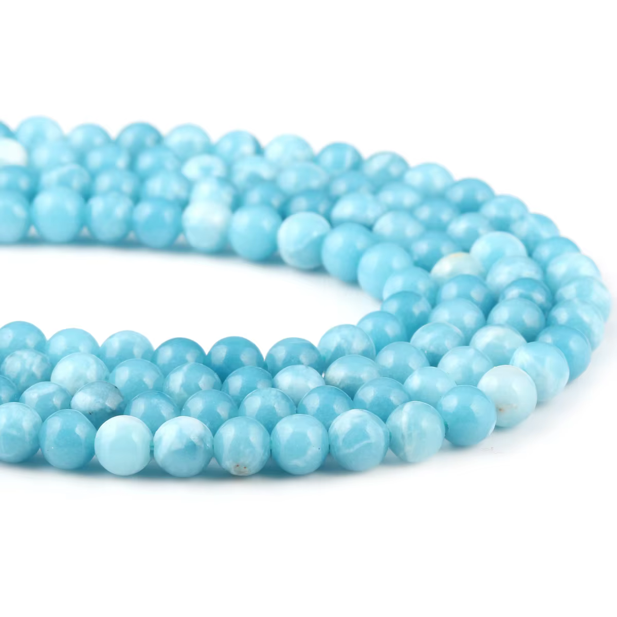 Perles Rondes en Pierre Naturelle de Larimar pour Femme, Charbon, Océan, Mer, Bijoux de Cadre, Bracelet, Collier, 14 en Vrac, Vente en Gros
