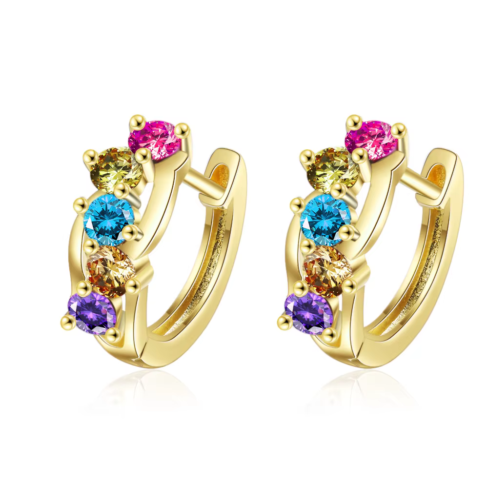 Boucles d'oreilles en argent Sterling 925 incrustées de zircons colorés pour filles