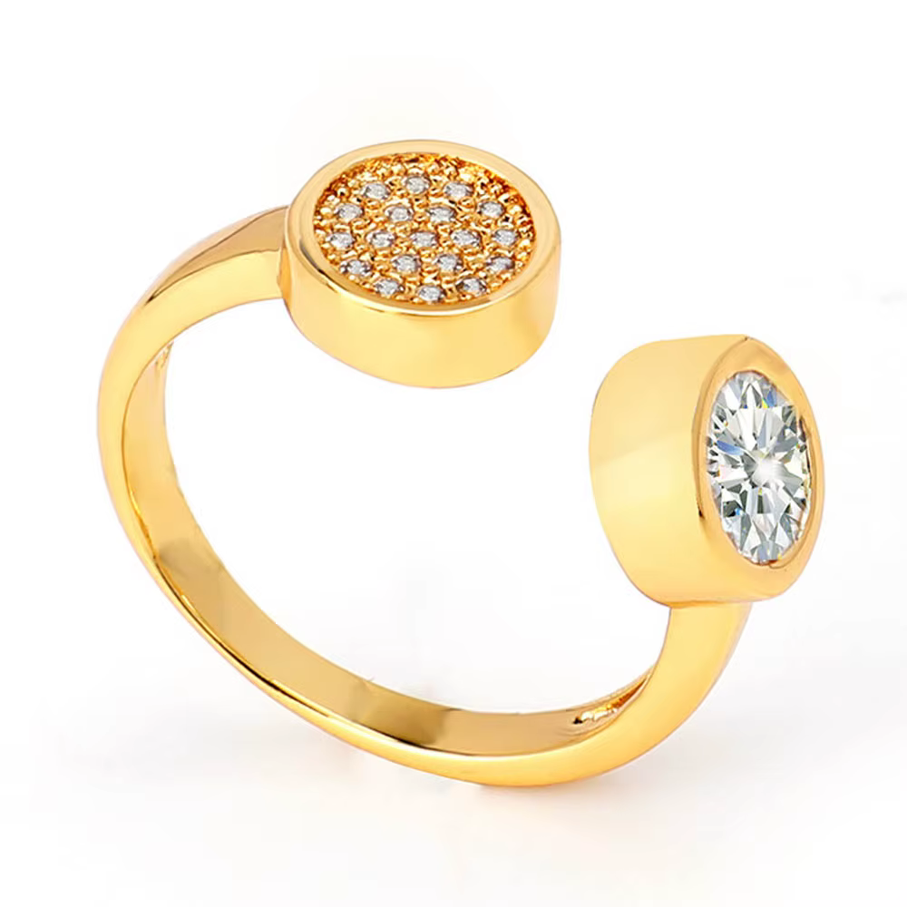 VAROLE-Bague double cercle avec zircon cubique pour femme, bijoux fantaisie, document doré, contre-indiqué