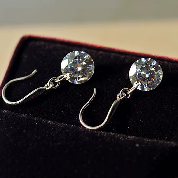 Boucle d'oreille ronde Simple en cristal autrichien pour femmes