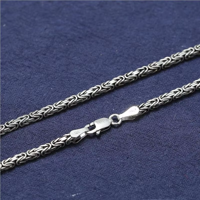 Collier en argent pur S925 véritable pour hommes et femmes