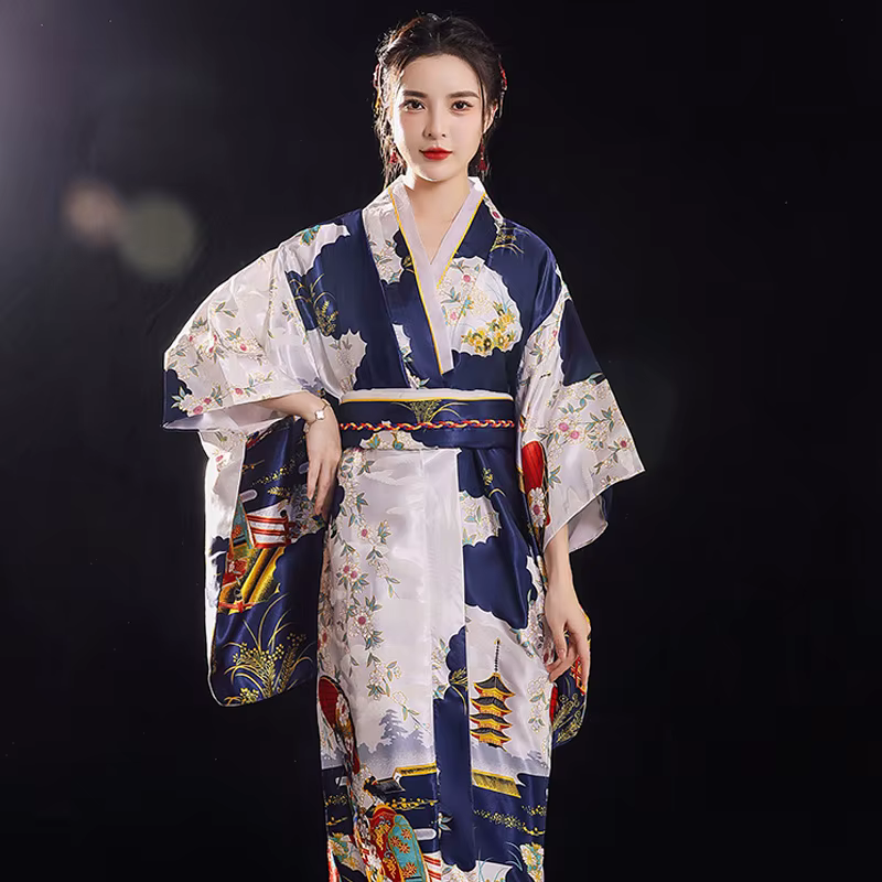 Kimono Yukata traditionnel japonais avec Obi