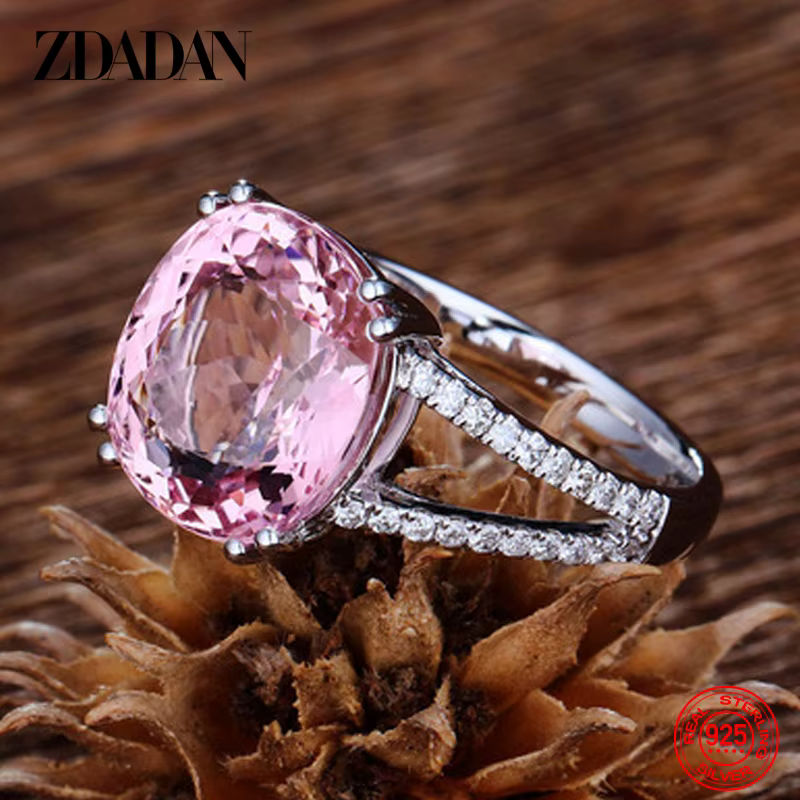 ZDADAN 925 bague en argent Sterling breloque rose zircone pour les femmes mode mariage fiançailles bijoux cadeau