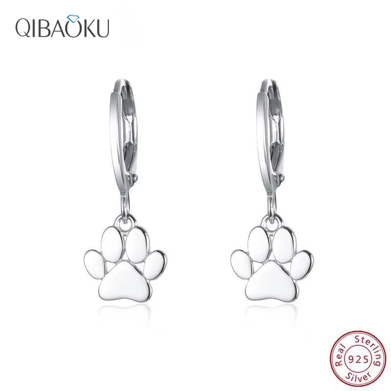 Kpop – ensemble de boucles d'oreilles pendantes en argent 925, bijoux avec pierres, motifs chats, Design créatif avec patte d'ours, pour femmes