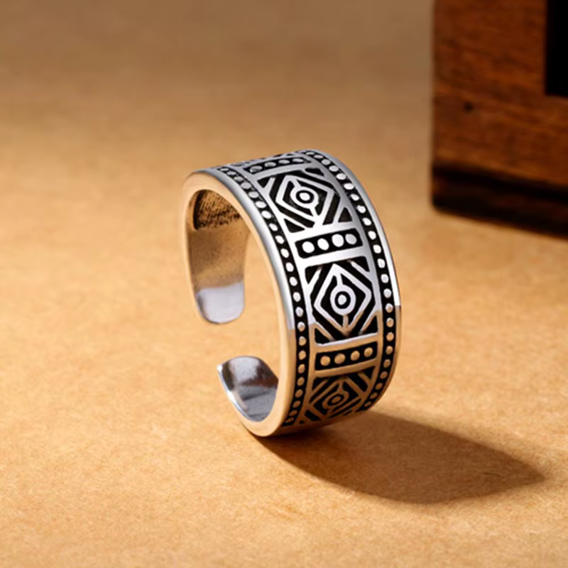 Bague tibétaine en argent Steampunk pour homme