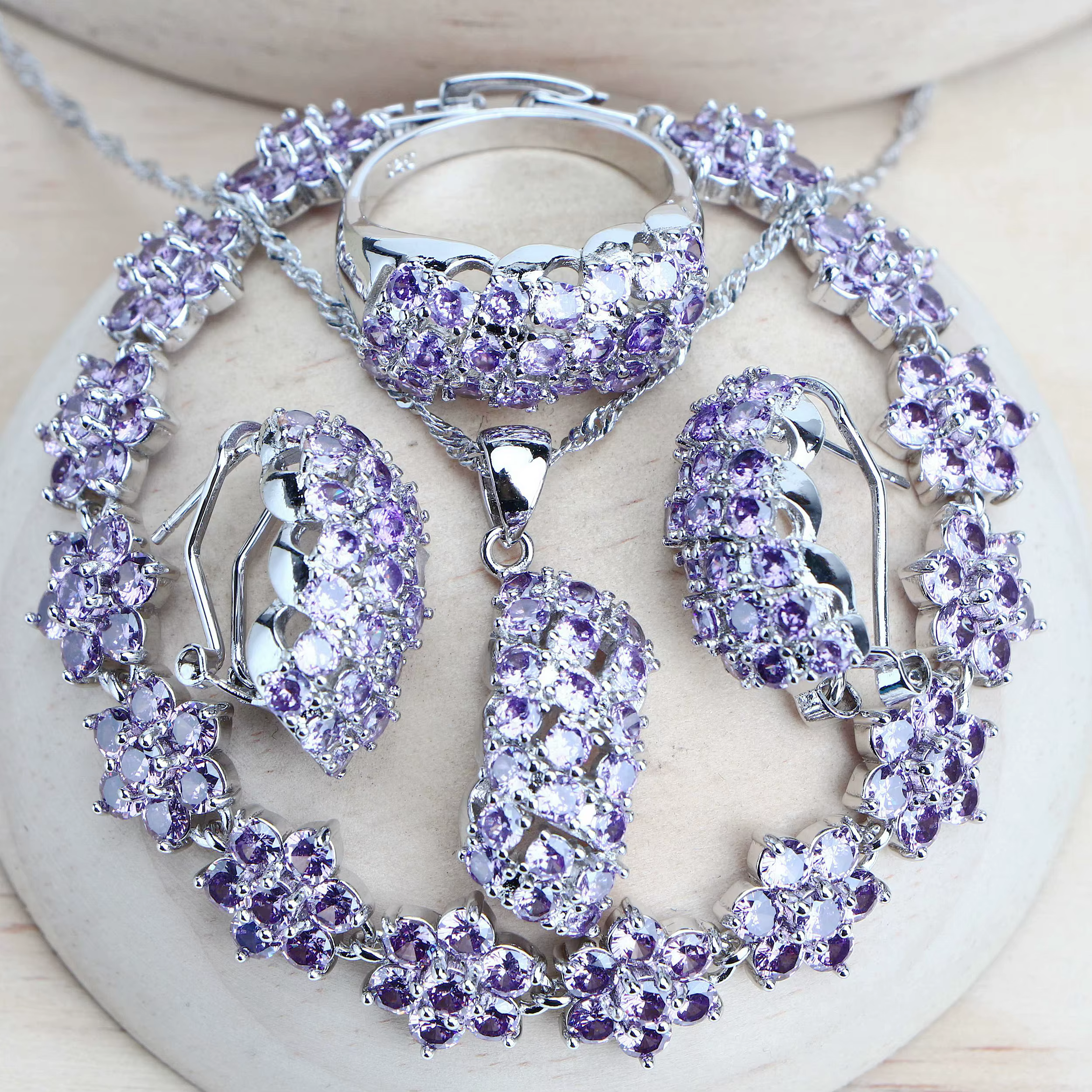 Ensemble de bijoux de mariée en argent 925