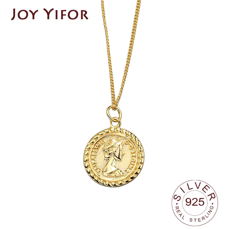 JOPeople-Collier rond en argent regardé pour femme