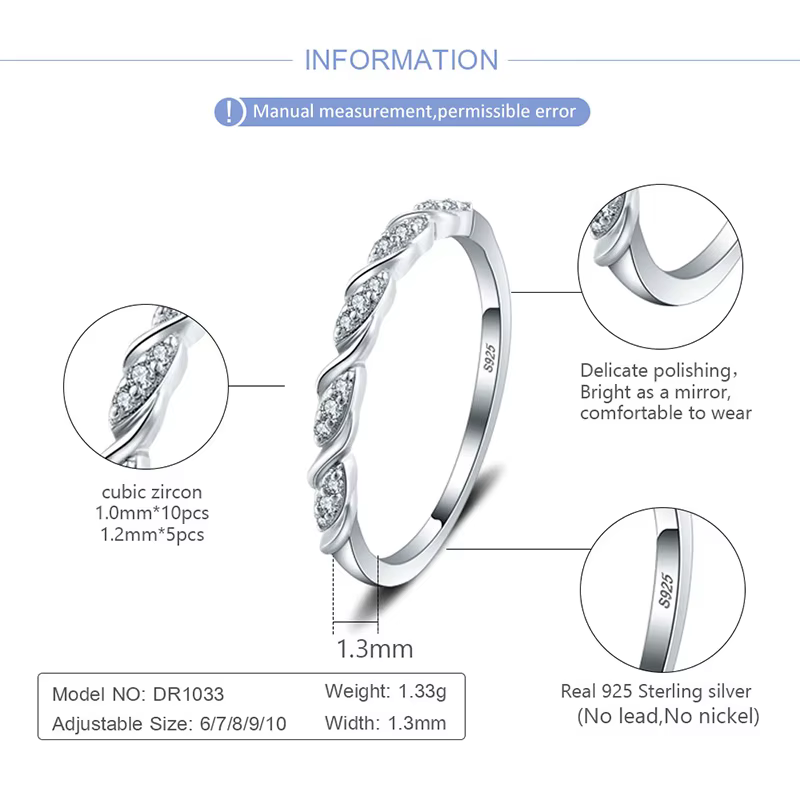 CLUCI – bague ronde en argent Sterling 925 pour femmes