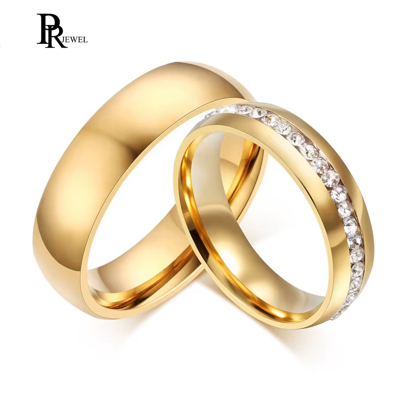 Bague de mariage en acier inoxydable pour hommes et femmes