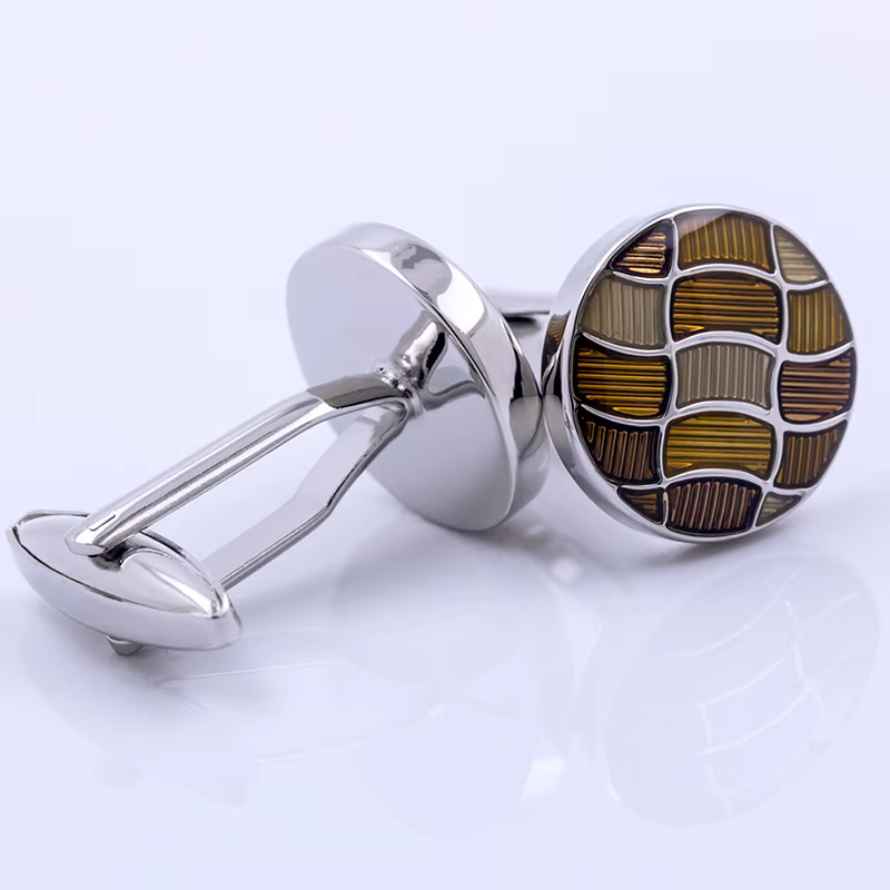 KFLK – boutons de manchettes ronds bruns pour hommes