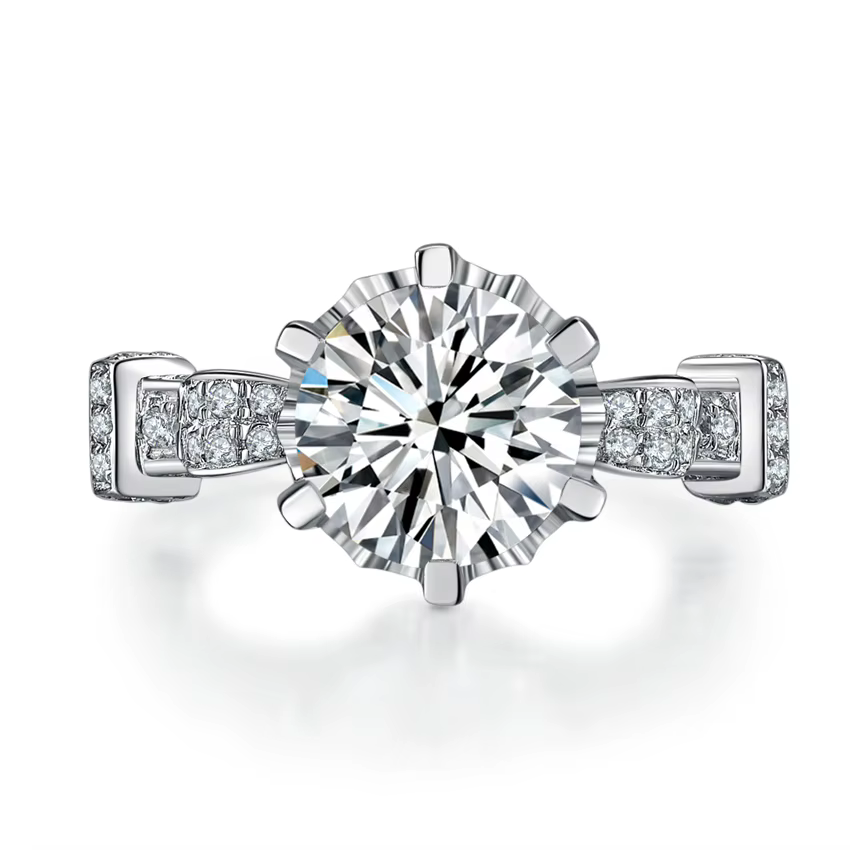 Bague Moissanite en platine massif 950