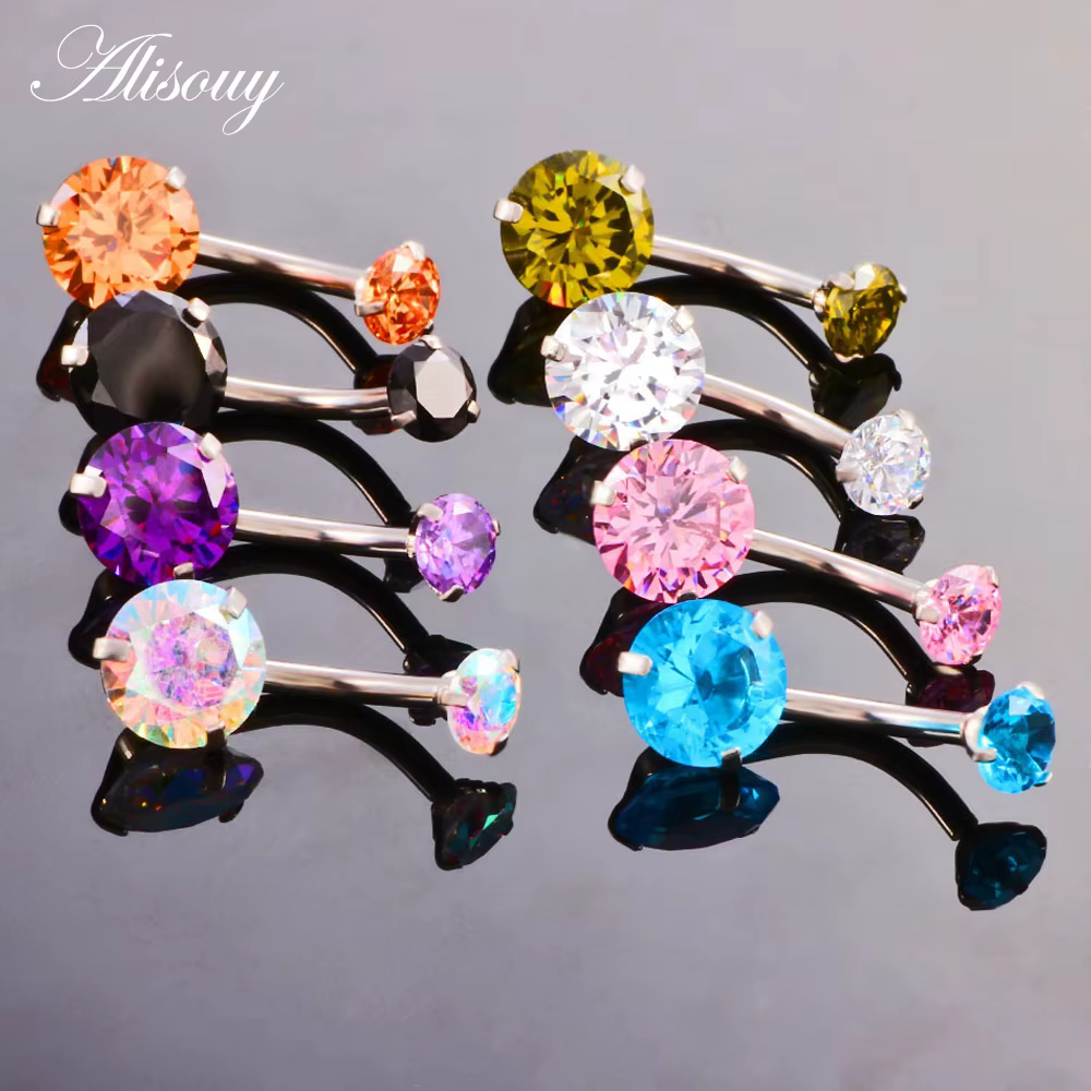 Alisouy – anneau de nombril en cristal de Style Zircon AAA