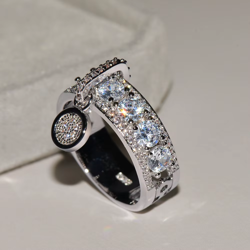 Bague de fiançailles remplie d'or rose vintage pour femmes