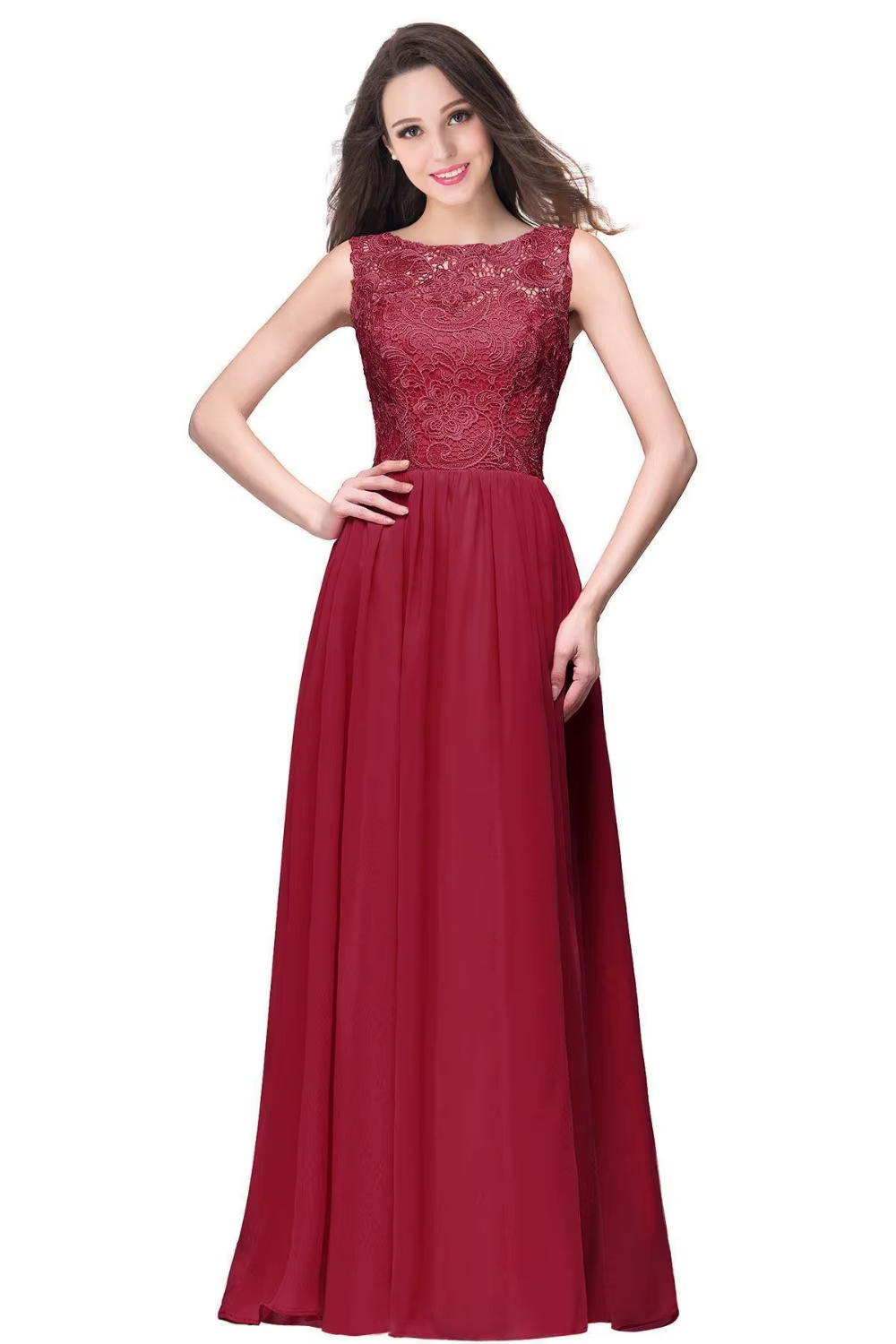 Misshow-Robe de demoiselle d'honneur en mousseline de soie et dentelle
