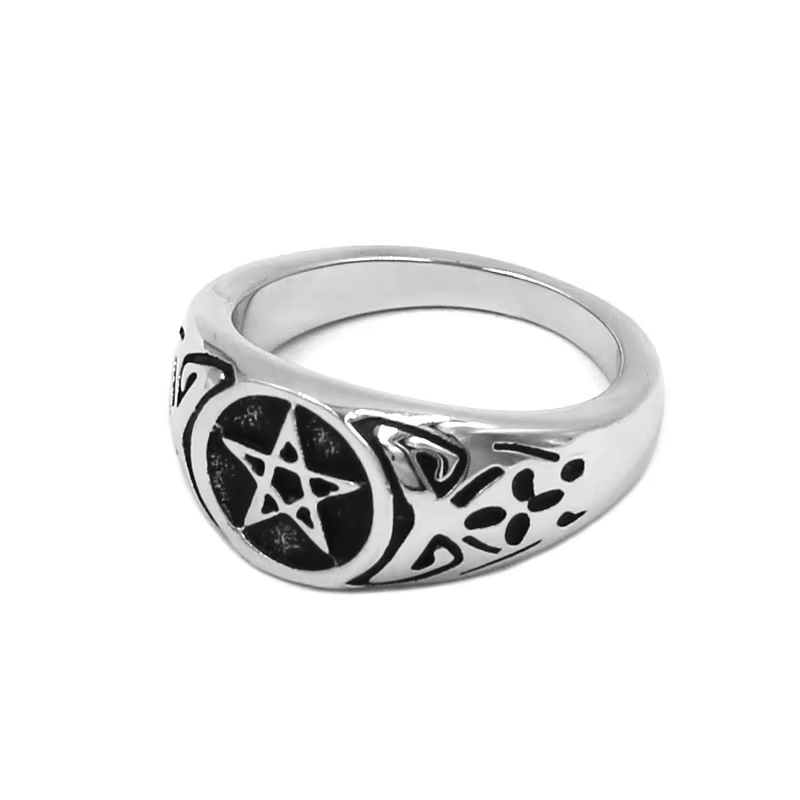 Bague Pentacle en acier inoxydable
