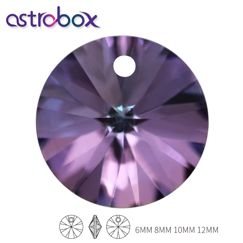 Astrobox élégant Rivoli rond K9 verre strass clair minuscule diamant pendentif bricolage boucle d'oreille collier fabrication de bijoux un trou