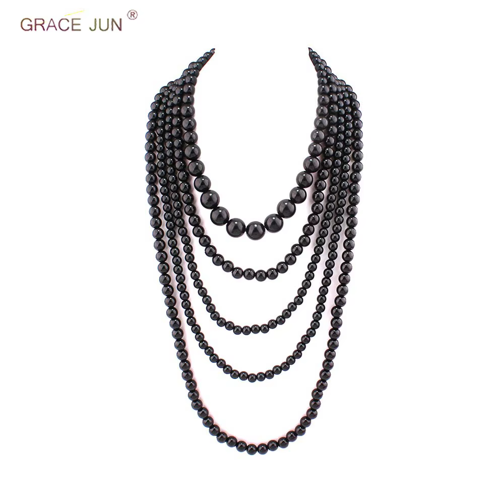 GRACE JUN-Collier de déclaration de perles simulées pour femme