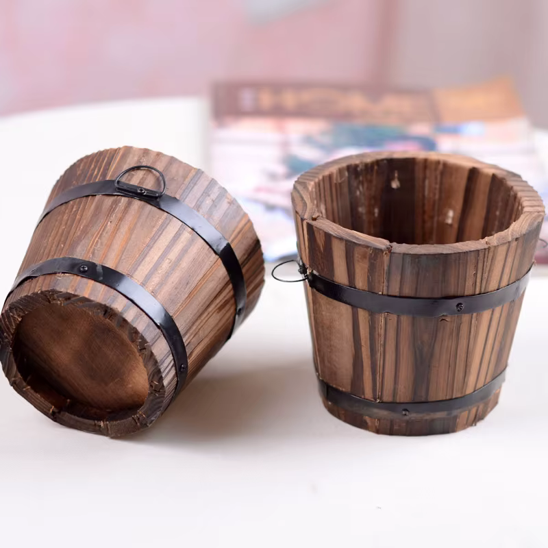 Petit Vase en bois naturel Vintage, artisanat pour fleurs artificielles, décor de mariage, fête de noël, décoration de la maison