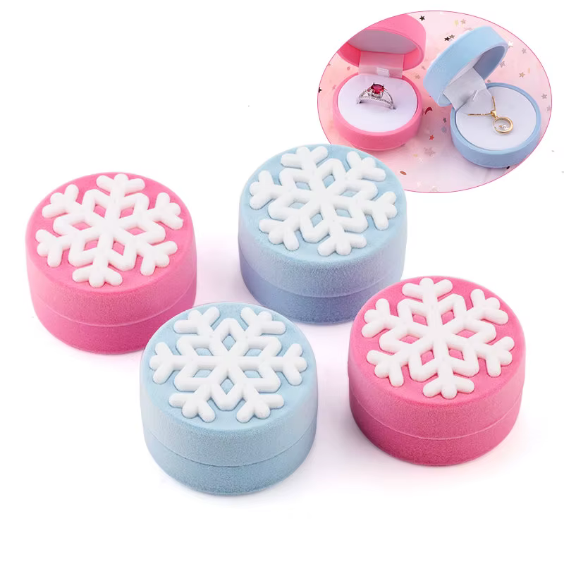 Boîte à bijoux flocon de neige rose/bleu