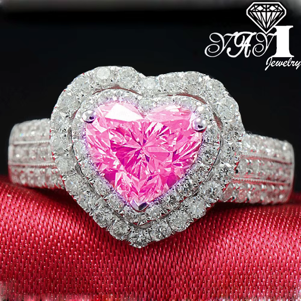 YaYI mode femmes bijoux rose pierre précieuse Zircon CZ couleur argent fiançailles mariage femme anneaux cadeau