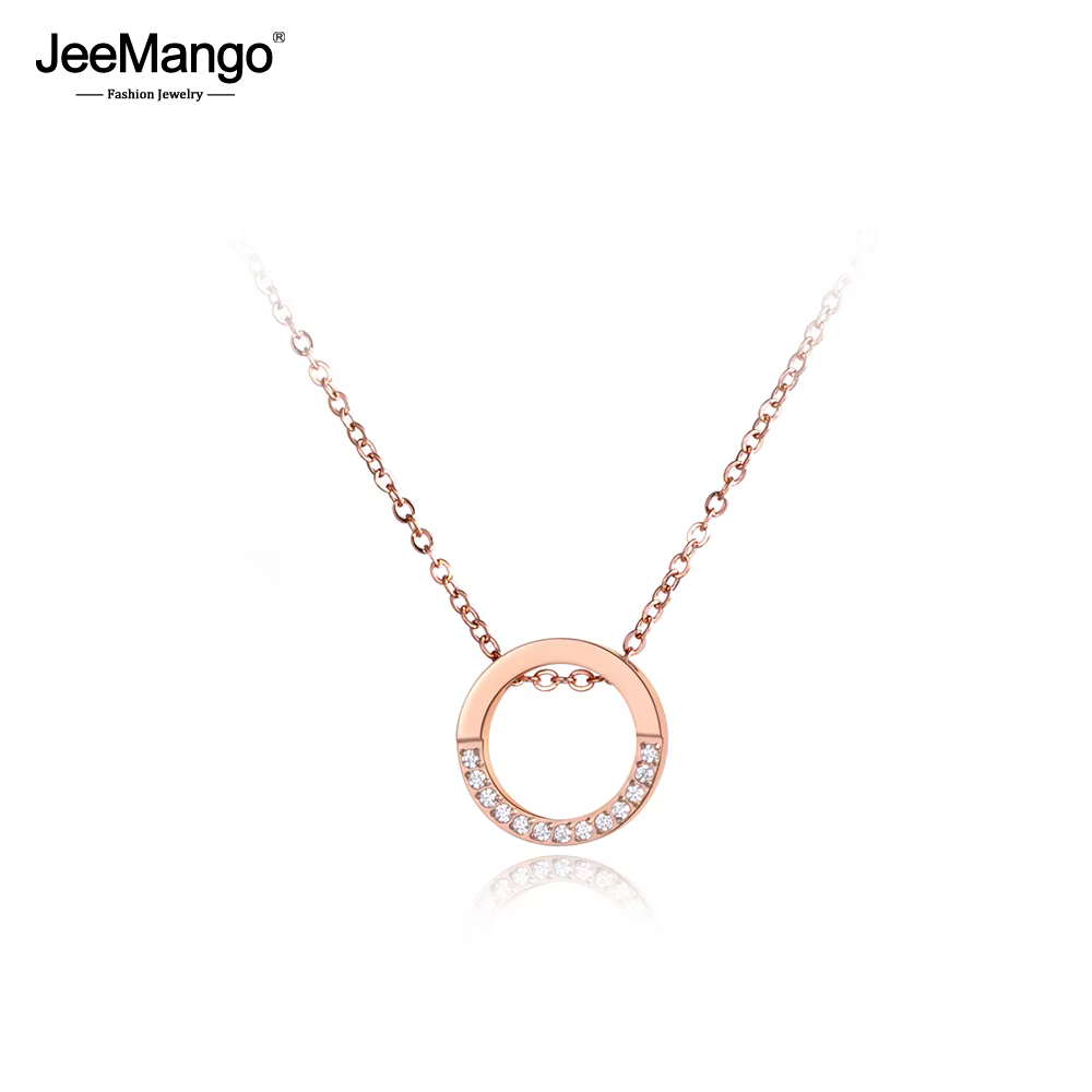 Chaîne à la mode bijoux cercle pendentif AAA strass couleur or Rose collier ras du cou pour les femmes cadeau de noël