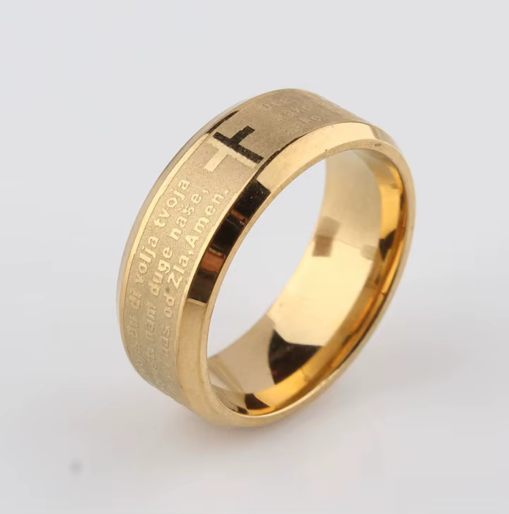Bague Bible en acier inoxydable pour père