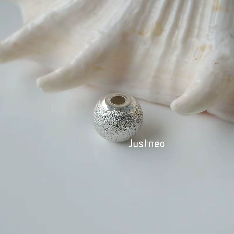 Perles rondes en argent sterling 925 massif avec bords plats