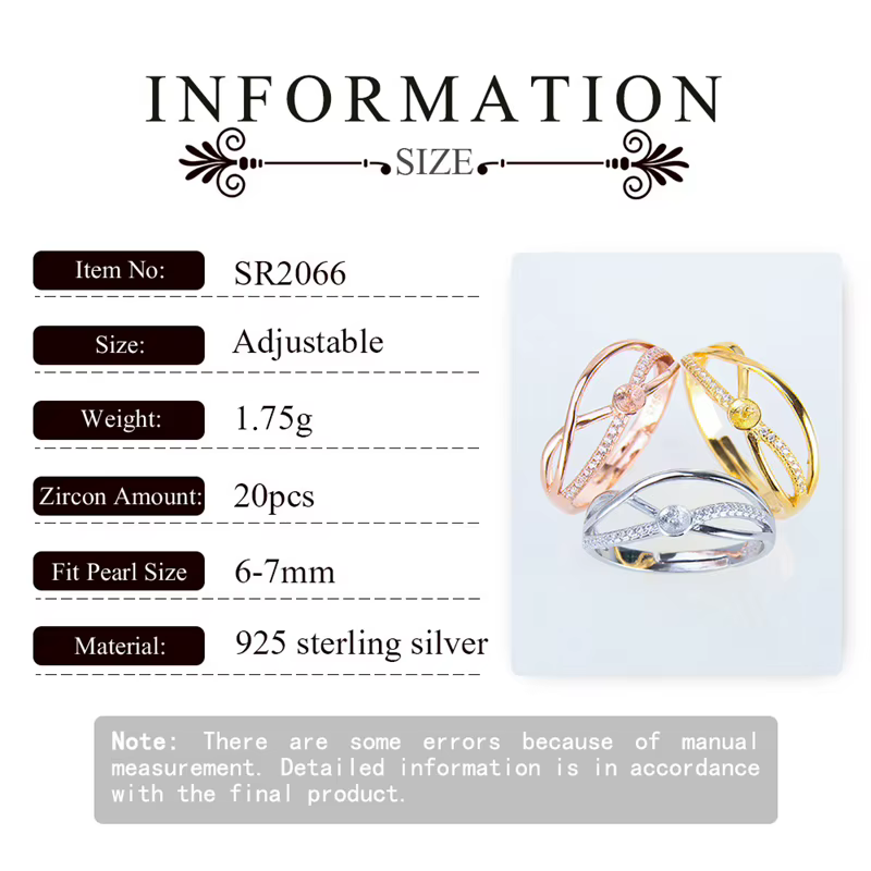CLUCI-Bague en argent 925 avec perle pour femme, bijoux de fête réglables, or rose, géométrique, croisé, SR2066SB