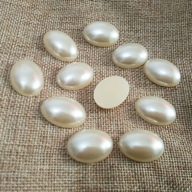 Cabochon camée lunette dos plat imitation narperle perles